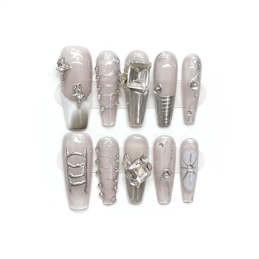 SILVER RINGS - Long Coffin High Quality Handcraft Nails