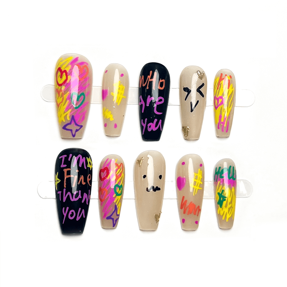 GRAFFITI - Medium Coffin High Quality Handcraft Nails