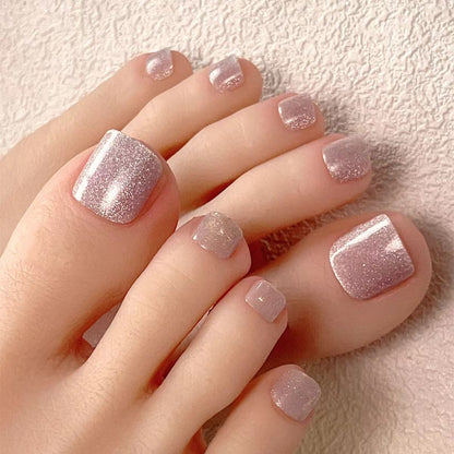 SPARKLE CAT EYES - Summer Cat Eye Acrylic Nails, Press-on Toenails, Foot Nail Kit, Reinesprit Spring Summer Press on Toenails