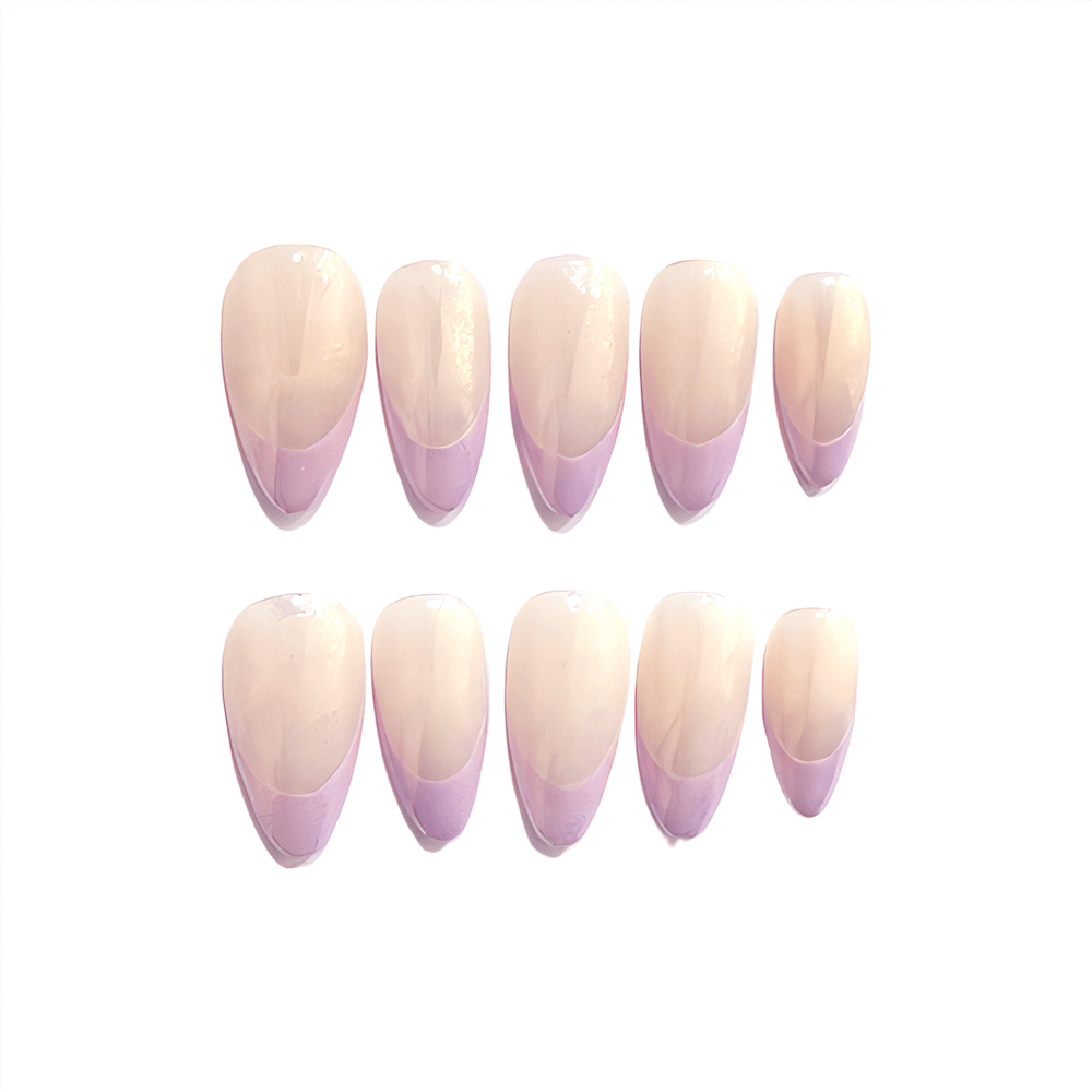 SUMMER CHROME FRENCH - Chrome French Almond Nails, Macaron Inspired Light Color for a Classic and Sweet Summer Look, 12 Colors Macaron Theme, Light Purple Yellow Pink Nails