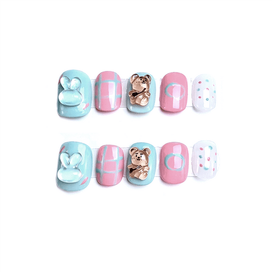 JELLY BEAR - 3D Short Round Handmade Press-on Nails