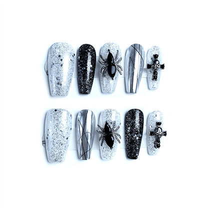 SPIDER - Medium Coffin High Quality Handcraft Nails