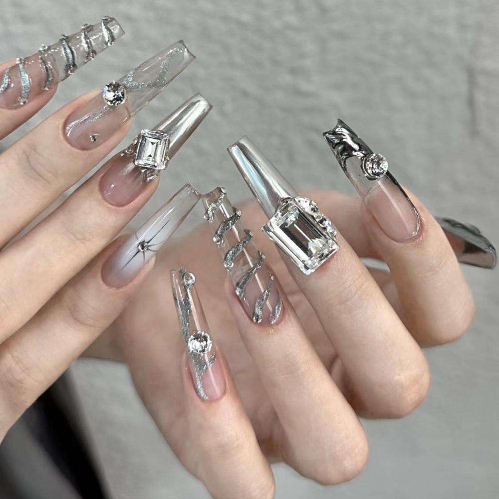 SILVER RING - Long Coffin High Quality Handcraft Nails