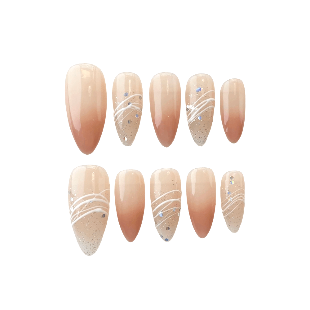 SILKEN BLUSH - Classic Nude Pink, Hot Girl Nails, Medium Almond Shape, Handmade Press-on Nails, False Nails for Women and Girls