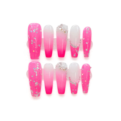 BARBIE - Pink Long Coffin Press-on Nails - Reinesprit