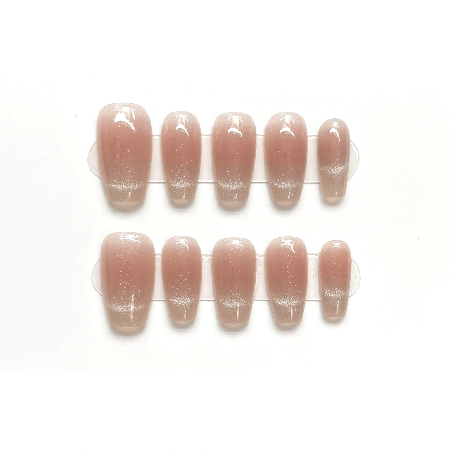 SHIMMERY FRENCH - Cat Eye Medium Coffin Press-on Nail