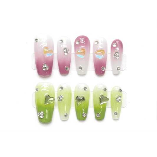 FLORAL EUPHORIA - Spring Medium Coffin Press-on Nail - Reinesprit